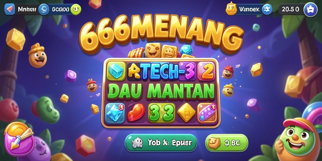Screenshot gameplay 666MENANG dengan berbagai blok berwarna.
