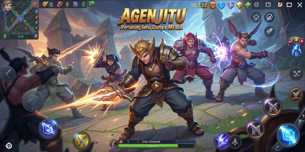 Tampilan pertempuran epic di AGENJITU dengan karakter yang beragam.