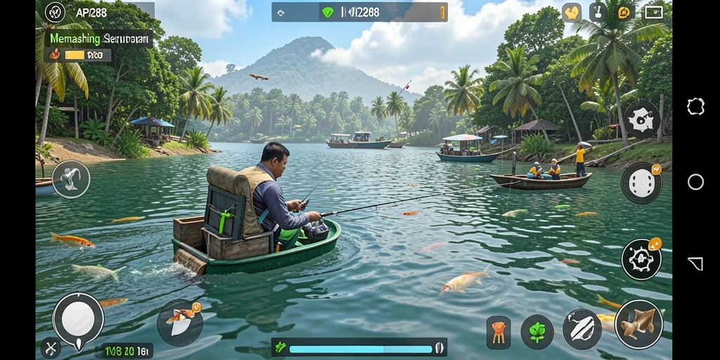 Tampilan screenshot dari gameplay menarik API288 saat memancing.