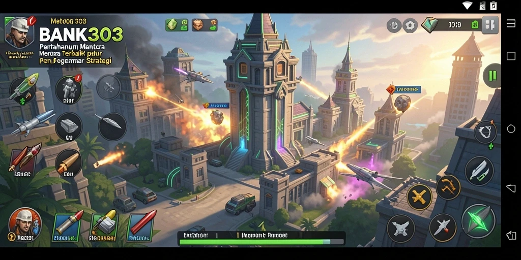 Tampilan aksi epik dari BANK303 dalam permainan Tower Defense.