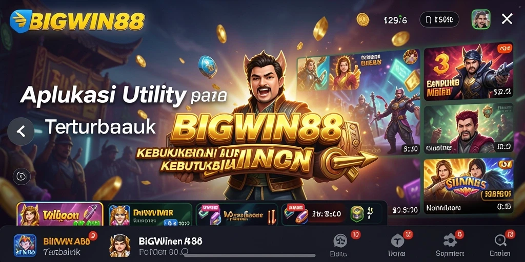 Tampilan utama aplikasi BIGWIN88 dengan fitur utility yang menarik.