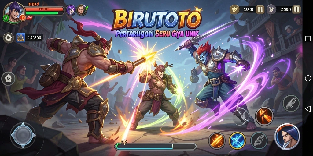 Tampilan aksi seru dalam BIRUTOTO saat pertarungan berlangsung.