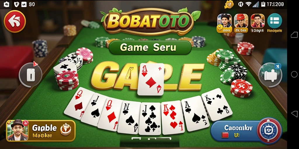 Screenshot gameplay BOBATOTO dengan pemain Gaple yang asyik.