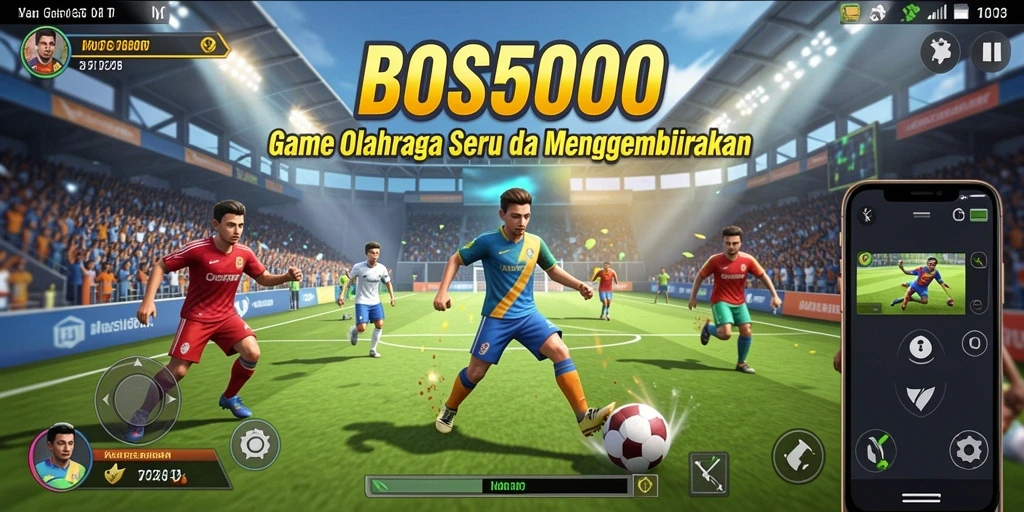 Tangkapan layar utama gameplay seru BOS5000 dengan elemen olahraga.