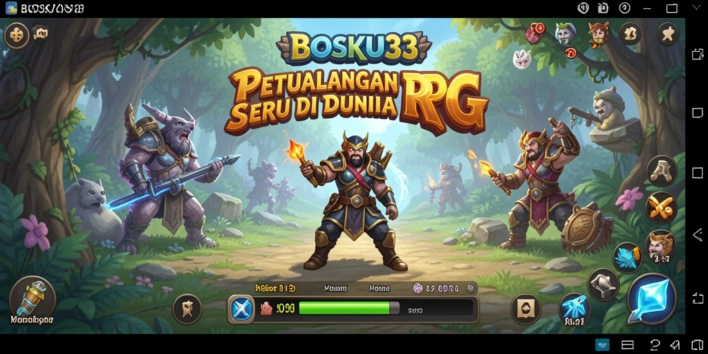 Screenshot utama menunjukkan aksi seru dalam pertempuran RPG.