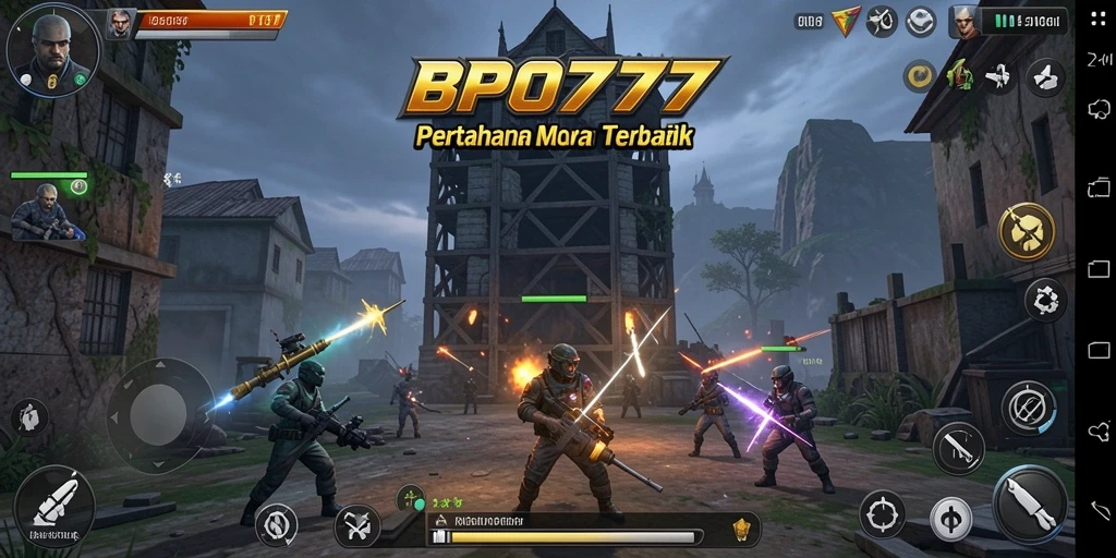 Tampilan gameplay BPO777 yang mendebarkan dalam genre Tower Defense.
