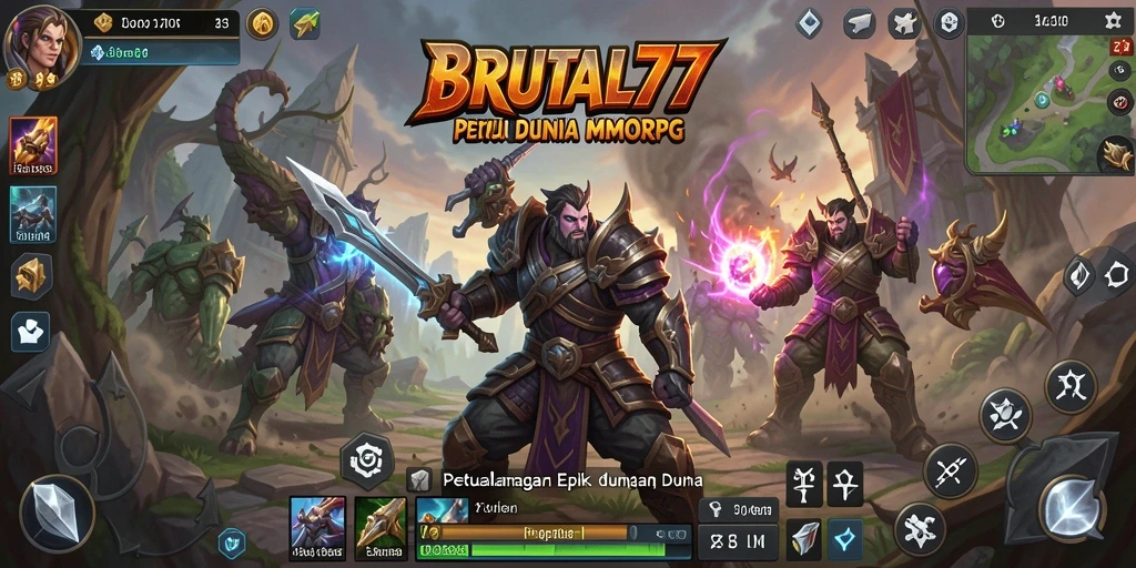 Tampilan gameplay seru dari BRUTAL77 dalam dunia MMORPG.