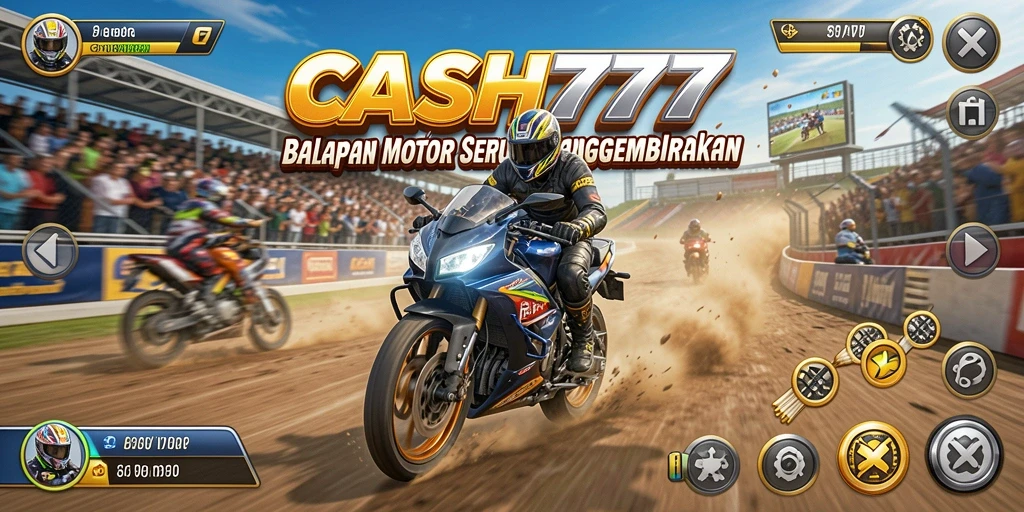 Screenshot menunjukkan balapan motor yang mendebarkan di CASH777.