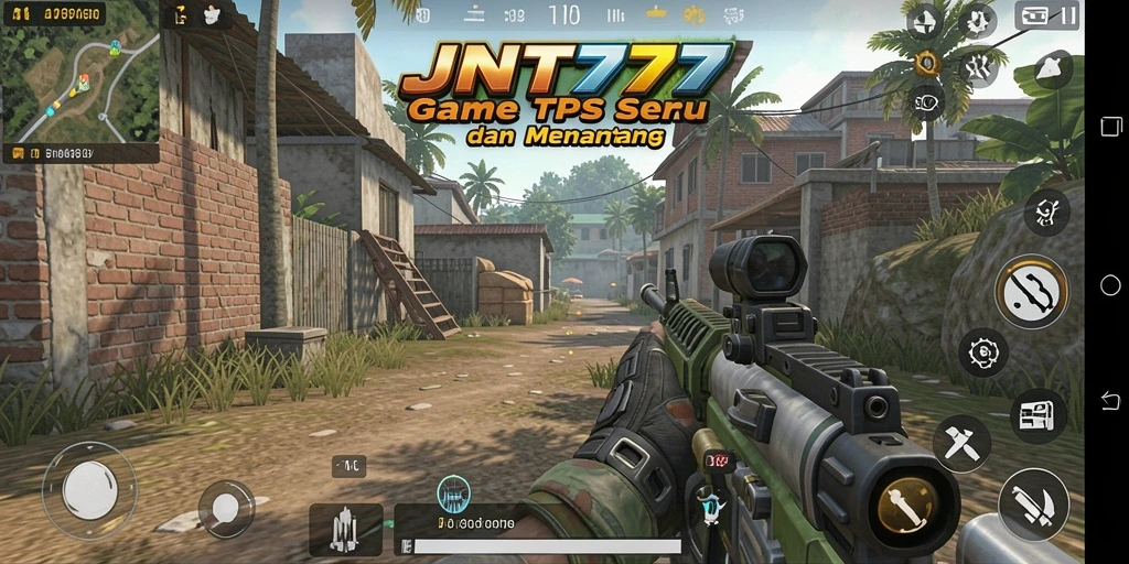 Tampilan gameplay menegangkan dalam JNT777 dengan aksi TPS yang mendebarkan.