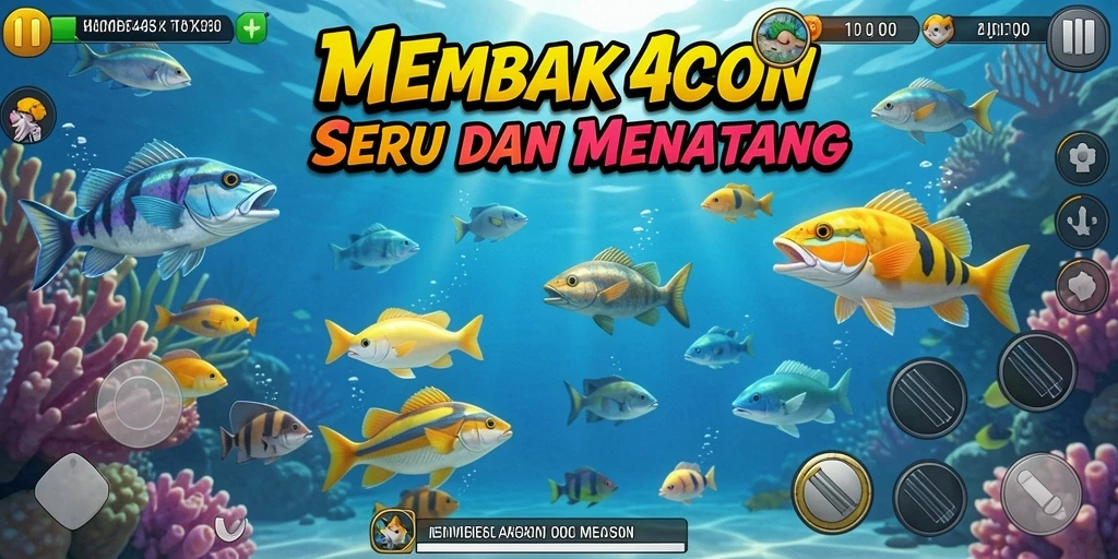 Screenshot gameplay MEME4D menunjukkan aksi Tembak Ikan yang seru.
