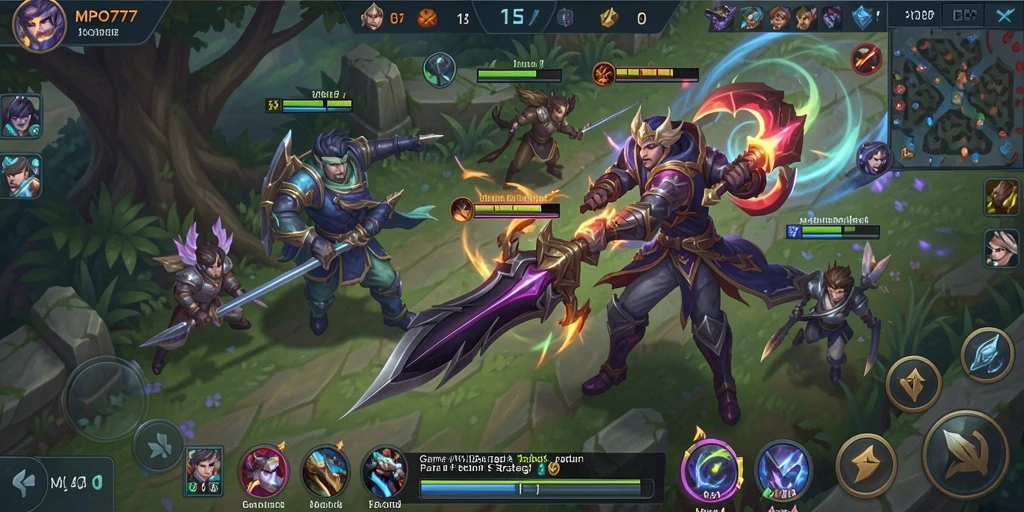 Gameplay dinamis dan seru di MPO777 dengan pertarungan MOBA.