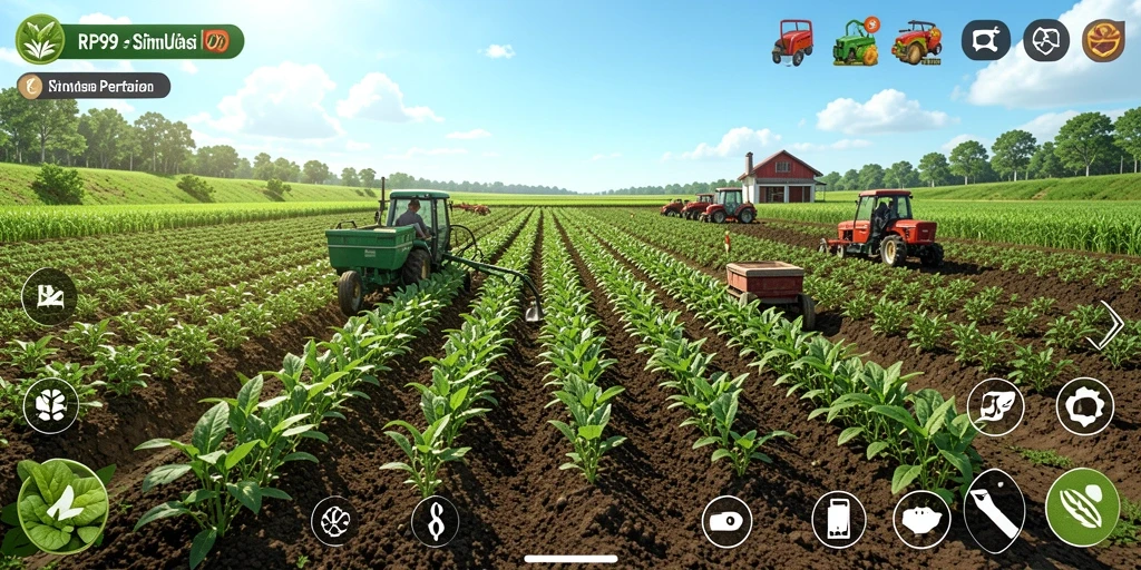 Tangkapan layar menampilkan pemain yang sedang merawat ladang pertanian.
